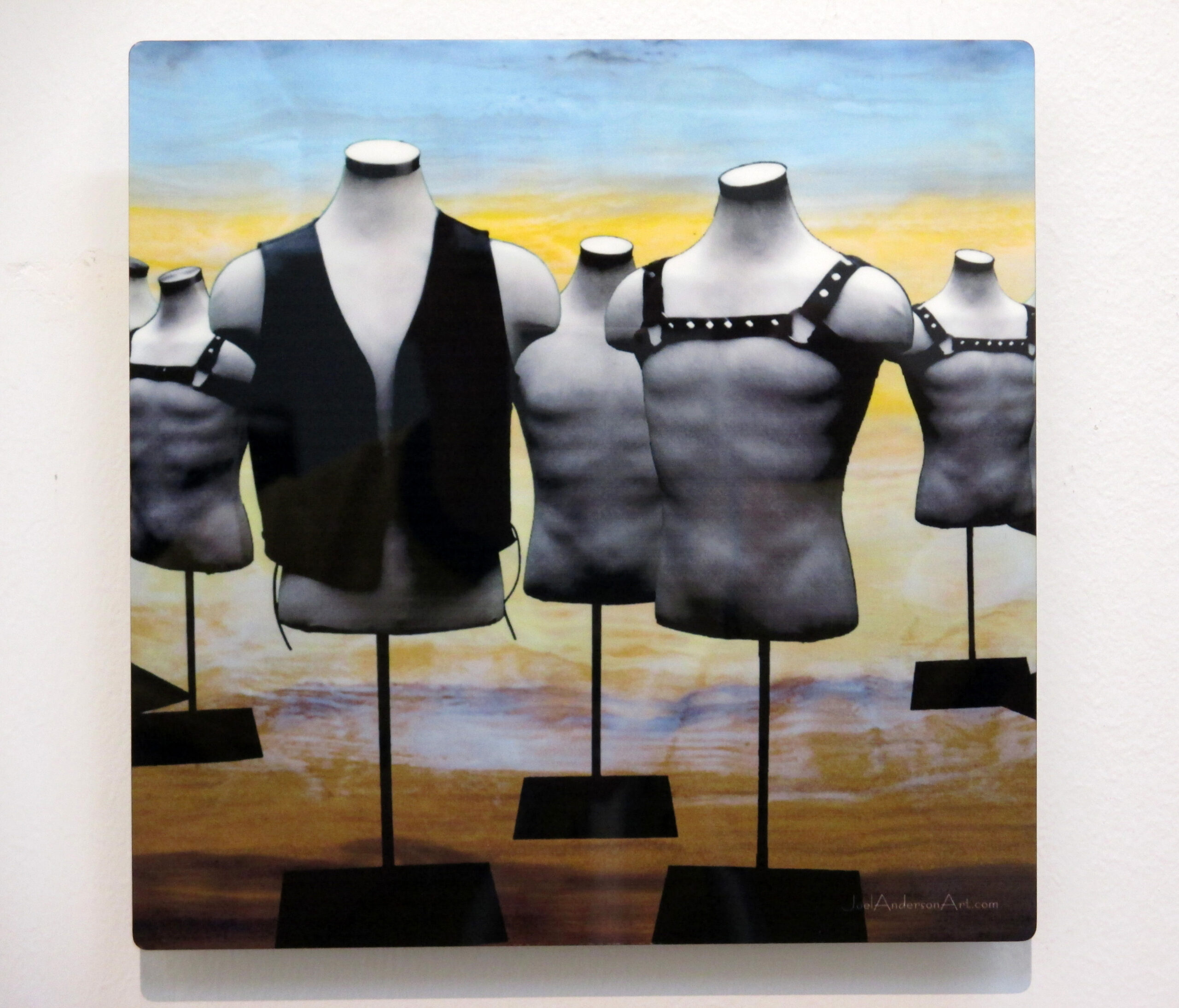 Mannequins at the Leather Bar Let’s Dance on aluminum Joel Anderson Art
